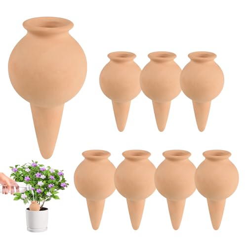 EXLECO 8pcs Cône D'arrosage Argile 100ml, Arrosage Terre Cuite Globe D'Irrigation Oyas a Enterrer Système D'Irrigation Automatique Reserve Eau Plante Intérieur &...