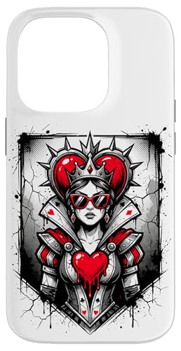 Red Queen of Hearts Rebel Crown �T���O���X �|�[�J�[�J�[�h ���f�B�[�X �X�}�z�P�[�X iPhone 14 Pro �p