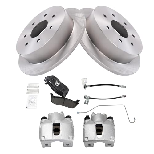 Image of TRQ Rear Brake Pad and Rotor Set Ceramic Calipers Compatible with 2000-2003 Ford F-150 2004 F-150 Heritage