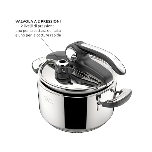 Lagostina Novia Vitamin Lagoeasy'UP Pentola a Pressione 7 L in Acciaio Inox 18/10 Ø 22 cm, Pentola Induzione e Gas, Coperchio con Apertura Facilitata, Inclusi Cestello, Ecodose e Ricettario
