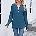 Women's 2025 Fall Casual Comfy Pullover Long Sleeve V Neck Button Lightweight Tops Solid Color Loose Fit Shirts Navy