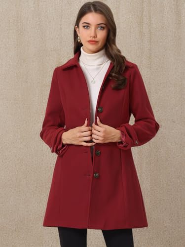 Image of Allegra K Women's Winter Classic Overcoat with Pockets Single Breasted Coat | Soft pea coat, Fully lined outerwear, Trendy, Fall office peacoat, Warm casual holiday everyday wear,