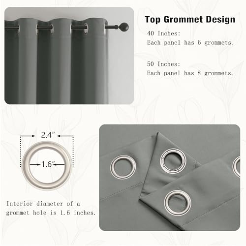 Image of Simplebrand Light Grey Kitchen Valances for Windows 18 Inches Long 2 Pack, Room Darkening Window Valances for Living Room, Grommet Short Straight Drape Kitchen Curtains for Bedroom Kids Room, 40Wx18L