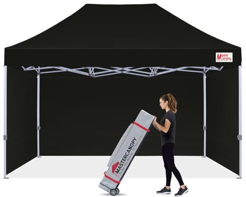 MASTERCANOPY Heavy Duty Pop-up Canopy Tent with Sidewalls (10x15,Black)