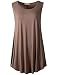 LARACE Women Solid Sleeveless Tunic For Leggings Swing Flare Tank Tops (3X, Khaki)