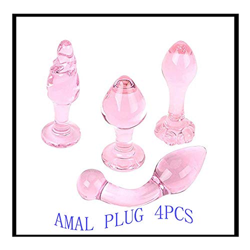Set di 4 pezzi, giochi erotici in cristallo rosa, artigianali