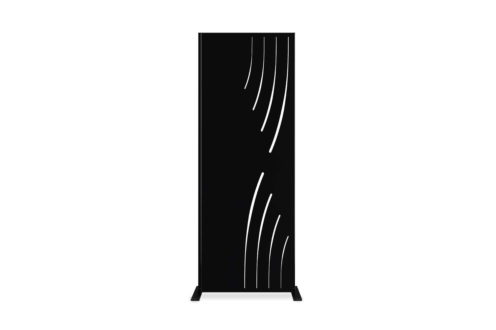 CASANOOV Panneau Décoratif VELETA 160x60 cm (1,6x0,6 m – 1 m²) Acier Noir – Motif Nature Côté Droit – Brise Vue Occultant Extérieur – Fixation Murale ou Sol – Panneau Jardin Terrasse Durable Moderne