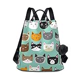 ALAZA Rainbow Cute Cat Faces Backpack Purse with Adjustable Straps