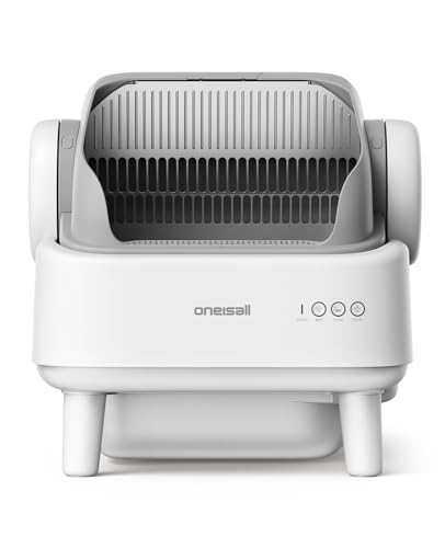 oneisall Rinsable Self-Cleaning Cat Litter Box with EaseClean™ System, Automatic Litter Box Complete Litter Kit with 11L Waste Bin for 14 Days Scoop-Free and 45dB Quiet.
