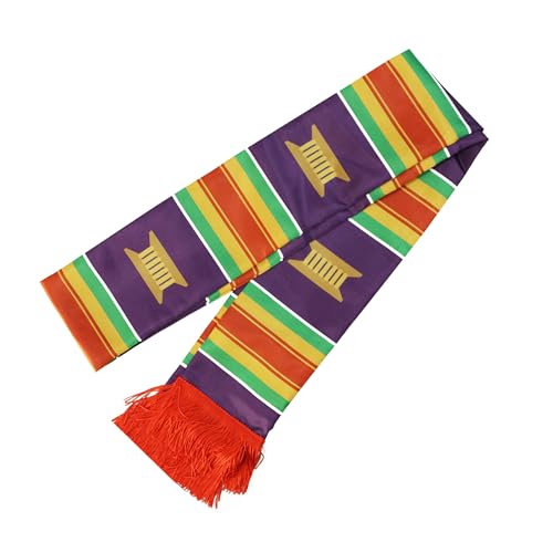 Red Yellow and Purple African American Graduation Stole Scarf Black Grads Scarf with Red Tassels3