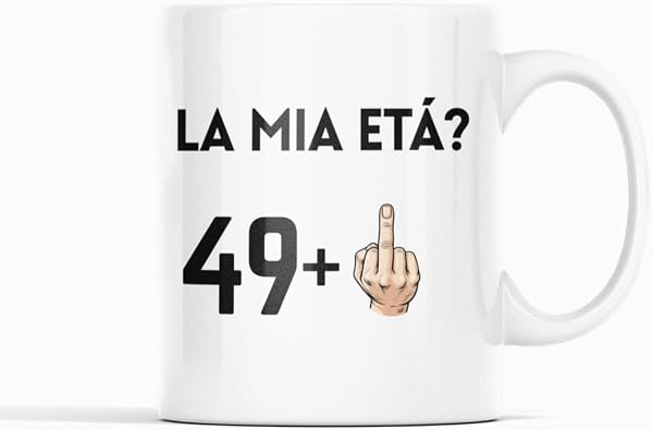 Gesar Tazza 50 Anni Uomo e Donna - Regalo Compleanno 50 Anni - Idea Regalo Divertente Cinquantesimo Compleanno - Gadget Uomo Donna per amico, collega, amica, sorella, fratello - 49+1 - 2