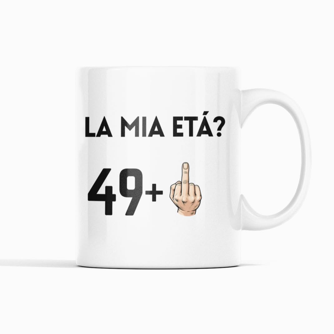 Gesar Tazza 50 Anni Uomo e Donna - Regalo Compleanno 50 Anni - Idea Regalo Divertente Cinquantesimo Compleanno - Gadget Uomo Donna per amico, collega, amica, sorella, fratello - 49+1