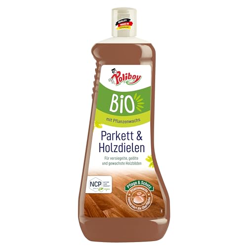 POLIBOY BIO Parkett und Holzdielen Pflege - Pflege und Schutz für geölte, gewachste und lackierte Echtholzböden - mit Pflanzenwachs - Vegan - 1er Pack - 1 L - Made in Germany