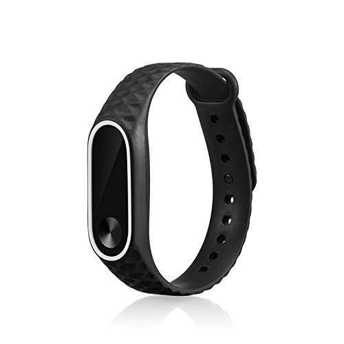 WindTeco Correa Xiaomi Mi Band 2, Silicona Repuesto Pulsera Recambio Reloj Banda Extensibles Correa Reemplazo para Xiaomi Mi Banda 2, Negro & Blanco (Sin Rastreador de Actividad)