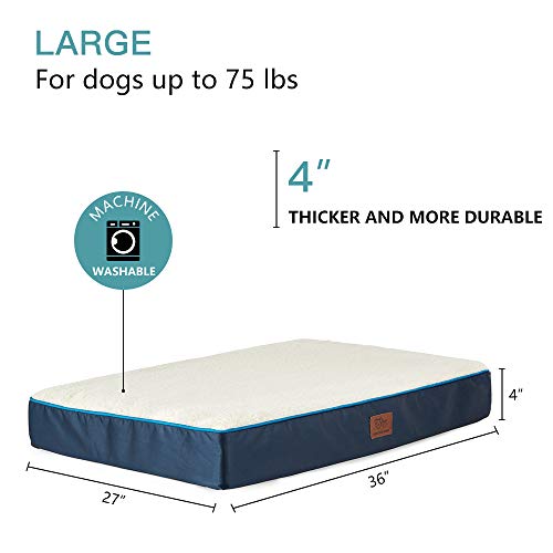 Sunstyle Home Orthopedic Foam Dog Bed For Medium & Large Dogs Up To 75Lbs With Waterproof Removable Cover, Mattress Pet Mat Bed For Dogs & Cats - Orthopedic Egg Crate Foam Platform, Dark Blue #TOP1