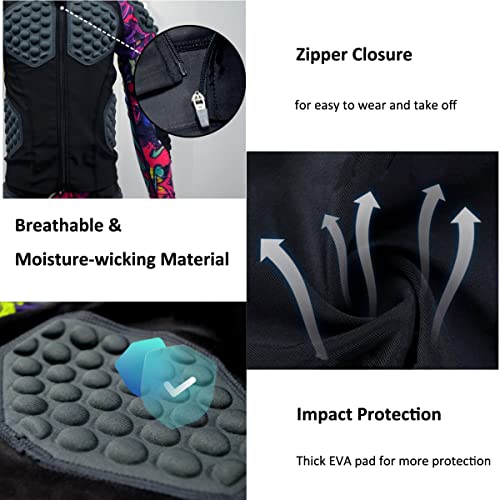 Topeter Youth Padded Protective Shirt, Boys Padded Football Shirt, Rib Chest Protector For Rugby, Hockey, Paintball (Black Yxl) #TOP3