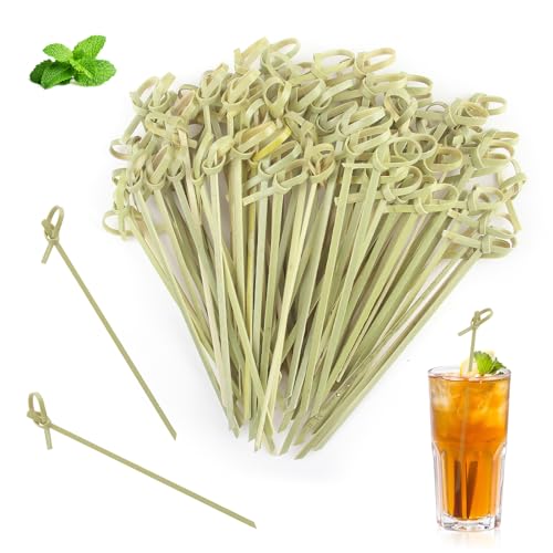 DBALL 300 Pièces Brochettes à Cocktail en Bois Naturel 12 CM en Bambou avec Nœud Original Pour Les Aliments Des Doigts Les Petites Collations Les Antipasti Et Les Cocktails