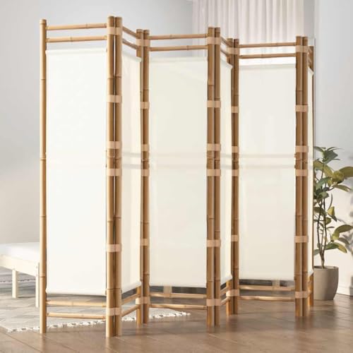 Ziaphsol 6-TLG - Biombo plegable de bambú y lona, 240 x 180 cm, con 6 paneles, para salón, dormitorio, oficina