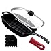 Cast Iron Square Grill Pan with Glass Lid - 10.5 Inch Pre-Seasoned Skillet with Handle Cover and Pan Scraper - Grill, Stovetop, Induction Safe - Indoor and Outdoor Use - for Grilling, Frying, Sauteing