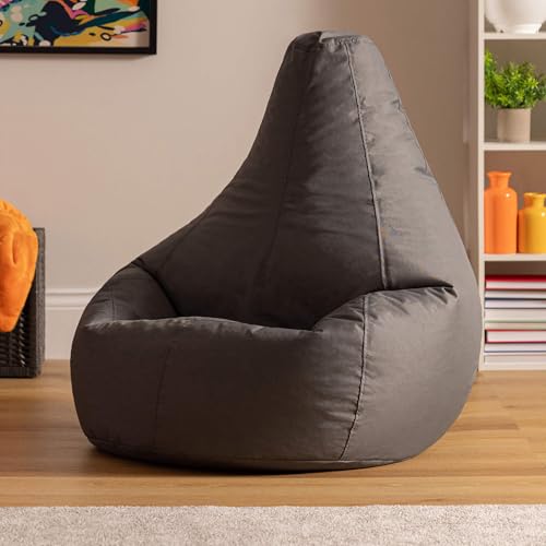 Bean Bag Bazaar Dalton Gaming Sitzsack für Erwachsene, Dunkelgrau, Indoor Outdoor Sitzsack mit...
