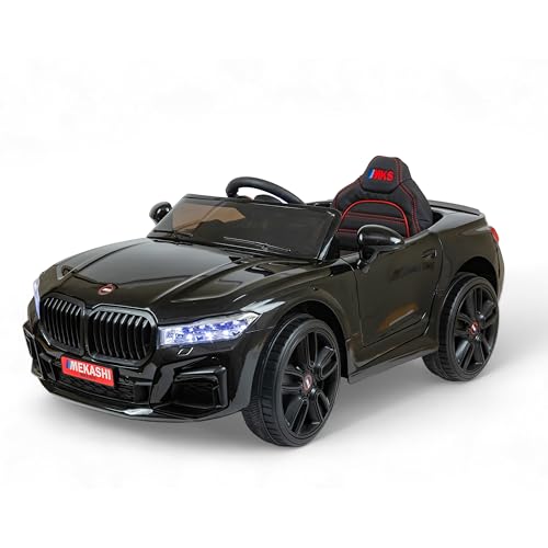 Image of MEKASHI Electric Ride-On Car for Kids 1-7 Years, 12V Battery, Remote Control, 5 Speed, LED Lights, Bluetooth, Metallic Black