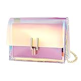 HECHO DE MATERIAL DE CALIDAD PREMIUM - TENDYCOCO Hologram Crossbody Bag está fabricado con material plástico de alta calidad, que es liviano, resistente y duradero.