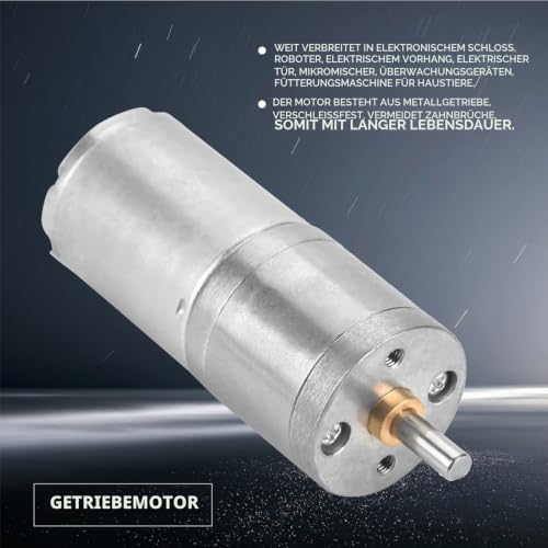 Getriebemotor,Akozon 1Stk. 25mm DC 12V 25GA-370 Metallgetriebemotor mit niedriger Drehzahl für elektronisches Schloss(12V 500RPM)