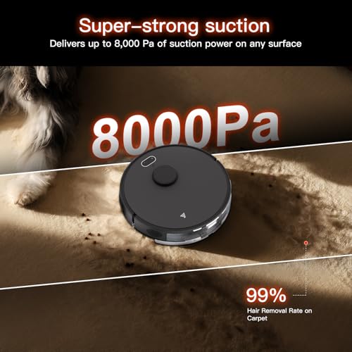 Image of Robot Vacuum and Mop Combo Up to 8000Pa Self-Emptying LiDAR Navigation