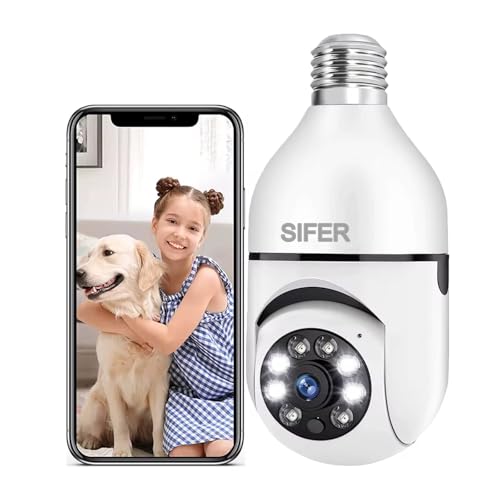 Image of SIFER 1080p HD Smart Wi-Fi CCTV Home Security Camera | Indoor 360 Smart CCTV Camera | Bulb Camera | 128GB SD Card Support (Not Included) | Perfect for Home, Office Monitoring