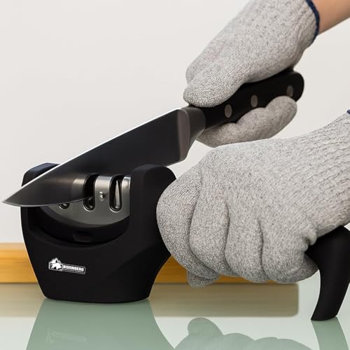 Image of BISONBERG Kitchen Utility Knife Curved with Knife Sharpener, Black