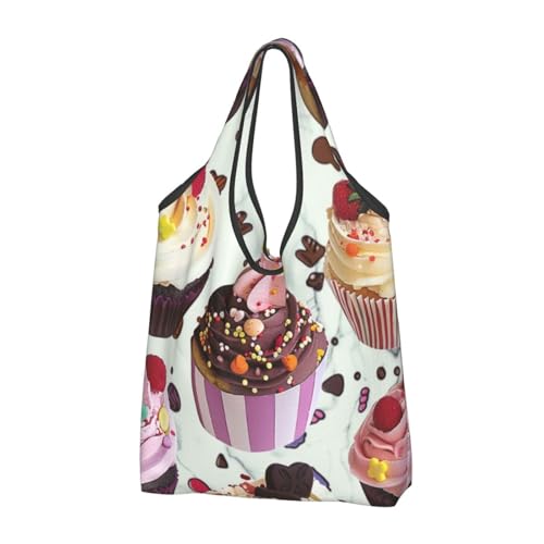 Sac de courses pliable et réutilisable lot de 3 cabas lavables imprimé cupcake