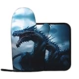 Fácil almacenamiento y mantenimiento: diseñado con un lazo lateral para colgar para un almacenamiento cómodo. El juego de guantes de horno y soporte para ollas Blue Thunder Storm Dragon es fácil de lavar a mano, asegurando limpieza y longevidad. Evita lavar a máquina para mantener la integridad de los materiales