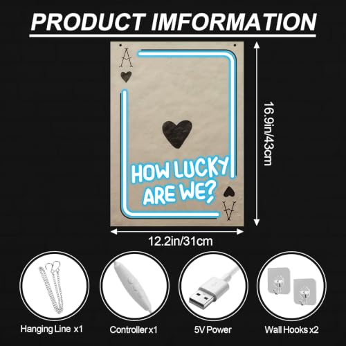 Image of Ace of Heart Neon Sign, How Lucky Are We LED Light, Gift for Lover