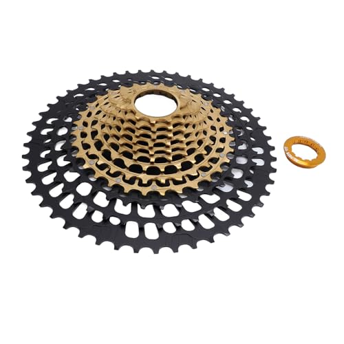 Casete de Bicicleta de Aleación de Aluminio de 12 Velocidades Compatible con HG Hubs Deore M6100 SLX M7100 M8100 M9100 SX NX GX XX1 Eagle (Oro Negro)