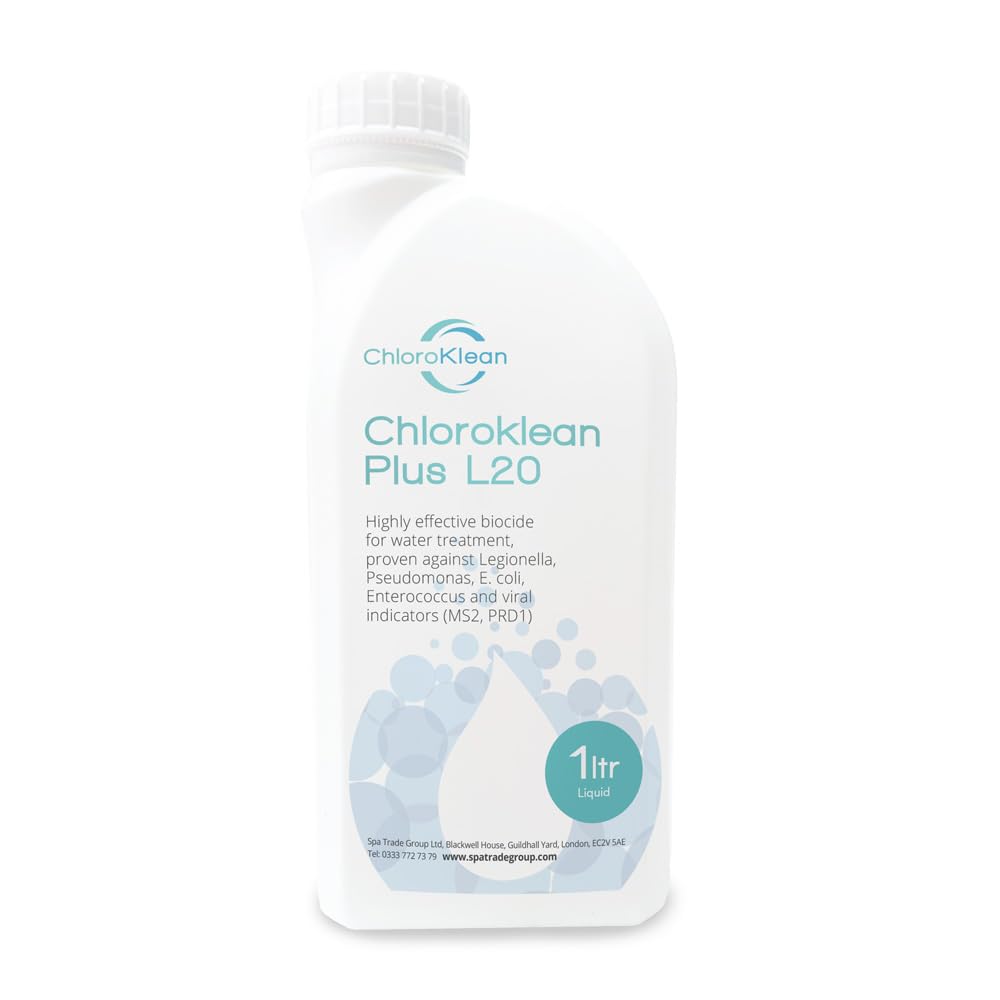ChloroKlean Plus L20 – Advanced Hot Tub & Spa Water Treatment | Liquid Chlorine Dioxide Shock Dose & Biofilm Remover | Professional Anti-Microbiological Flush for Hot Tub Drain Down & Maintenance
