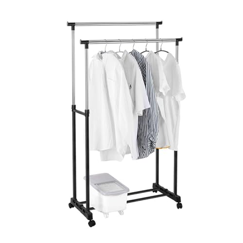 洋服ラック ハンガーラック 頑丈 耐久耐荷重 省スペース 自立型 スチールラック 洋服収納 パイプハンガー キャスター付き 高さ調整可能 全体耐荷重25kg 洋服掛け 衣類 部屋干し 衣装ラック コート 幅80cm ちょうどいいサイズ 組立式