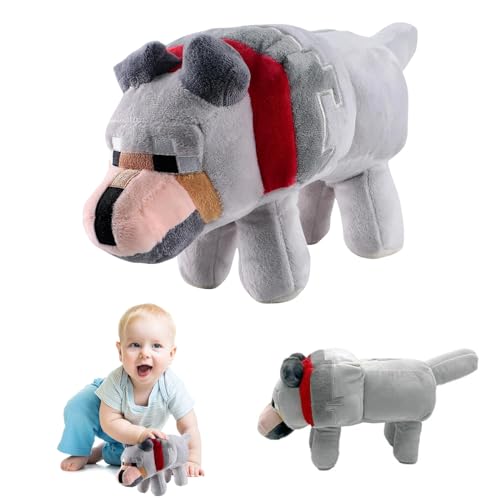 Figuras de Peluche de Lobo Gris, 34cm Peluche Lobo, Pelu che Personajes Videojuegos Lo bo, Juguete de Pelu che de Lo bo Minero, Wolf Pelu-che Comodidad y Suavidad, Regalos Creativos para Niños/Fans