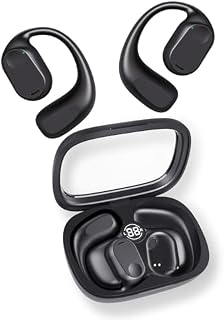 Open Ear Headphones,Bluetooth 5.3 Wireless Headphones with Digital Display Charging Case 40 Hours Playtime True Wireless Open Ear Earbuds with Earhooks Sports Runningsing in ear(box upgrade)