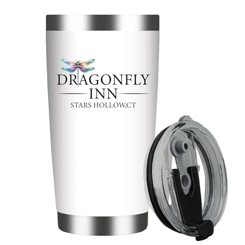 Dragonfly Inn White Stainless Steel Insulated Tumblers 20 Oz - Gilmore Girls Merchandise - Women Gifts - Birthday Gifts