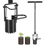 LTPAG Blumenzwiebelpflanzer 94 cm, Zwiebelpflanzer mit Langem Griff & Gezacktem Boden, Blumenzwiebel Stecher mit Doppelpedal, Blumenzwiebel-Pflanzwerkzeug, Pflanzhilfe für Tulpen Narzissen Lilien
