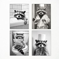 Bath Tub Paint Raccoon Canvas Wall Art For Bathroom Raccoon Sitting On ...