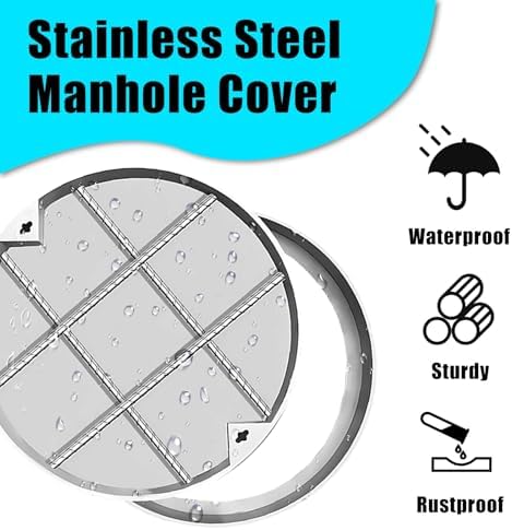 Heavy-Duty Septic Tank Cover - 12 Inch Recessed Manhole Inspection Lid & Frame for Residential, School, and Square Applications - Durable 300mm Access Solution