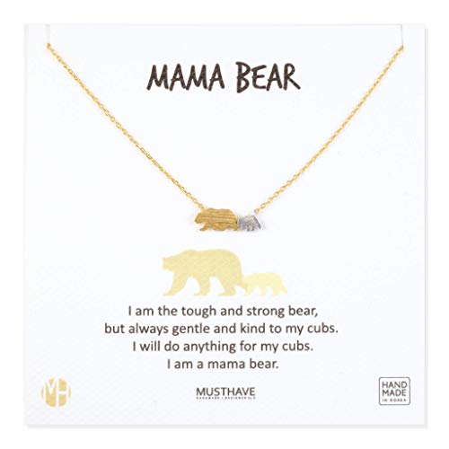 MUSTHAVE Collar chapado en oro de 18 quilates con tarjeta de mensaje, color amarillo y blanco de dos tonos, cadena de ancla, el mejor collar de regalo, tamaño 16 pulgadas + extensor de 2 pulgadas