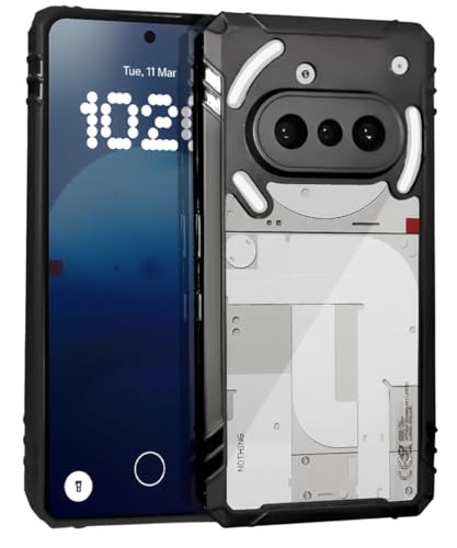 Image of WOW IMAGINE Shock Proof Transparent Hybrid Clear Protective Back Case for Nothing Phone 3a 5G - AirEDGE Technology | 360 Degree Camera Protection | - Black - Polycarbonate;Thermoplastic Polyurethane