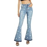 Braguette et fermeture éclair, style denim effiloché avec détails floraux brodés contrastés.