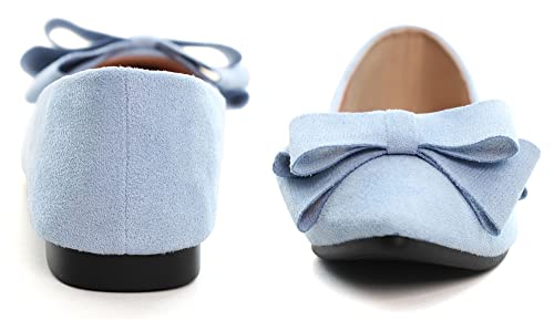 Image of SAILING LU Womens Bowknot Ballet Flats Pointy Toe Suede