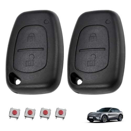 2 Pièces Coques Clé pour Vivaro Trafic Renault Movano Kangoo Nissan, Boîtier Télécommande 2 Boutons Remplacement Vide en Plastique Résistant, pour...