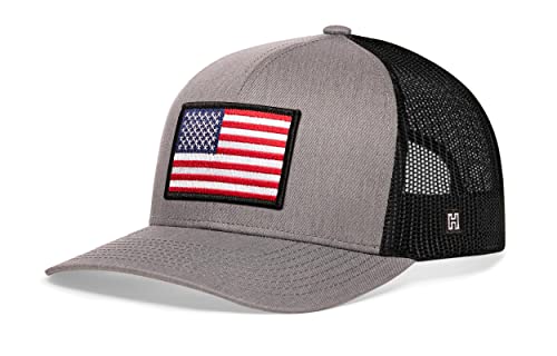 Image of HAKA American Flag Trucker Hat - USA Flag Mesh Snapback Cap for Men, Women & Golf, Patriotic Baseball Dad Hat