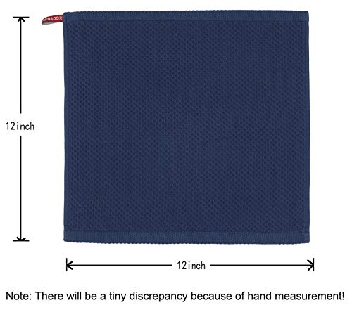 Mia'sdream Natural Cotton Dish Towels, Tidy Dish Cloths Rags, Waffle Weave Kitchen Towels, Soft And Absorbent Hand Towel Washcloths, 12Inchx12Inch 6 Pack (12Inch X 12Inch, Navy Blue) #TOP2