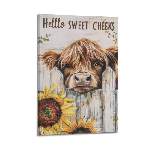 Décoration murale vintage Highland Cow affiches murales esthétiques cadre 60x90